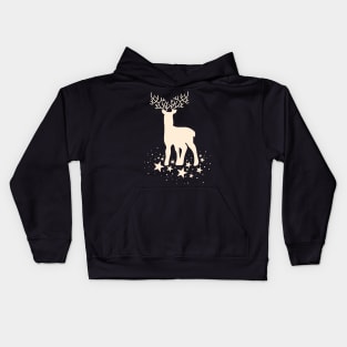 Retro Reindeer Starry Night Hygge Aesthetic Pattern Kids Hoodie